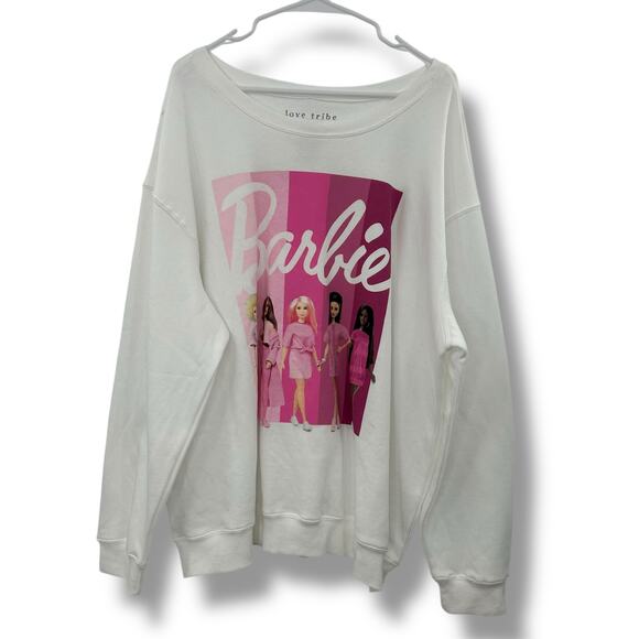 Barbie Sweaters - NEW Macy's Barbie Sweatshirt Plus Size 2X Love Tribe Graphic Crewneck Pullover